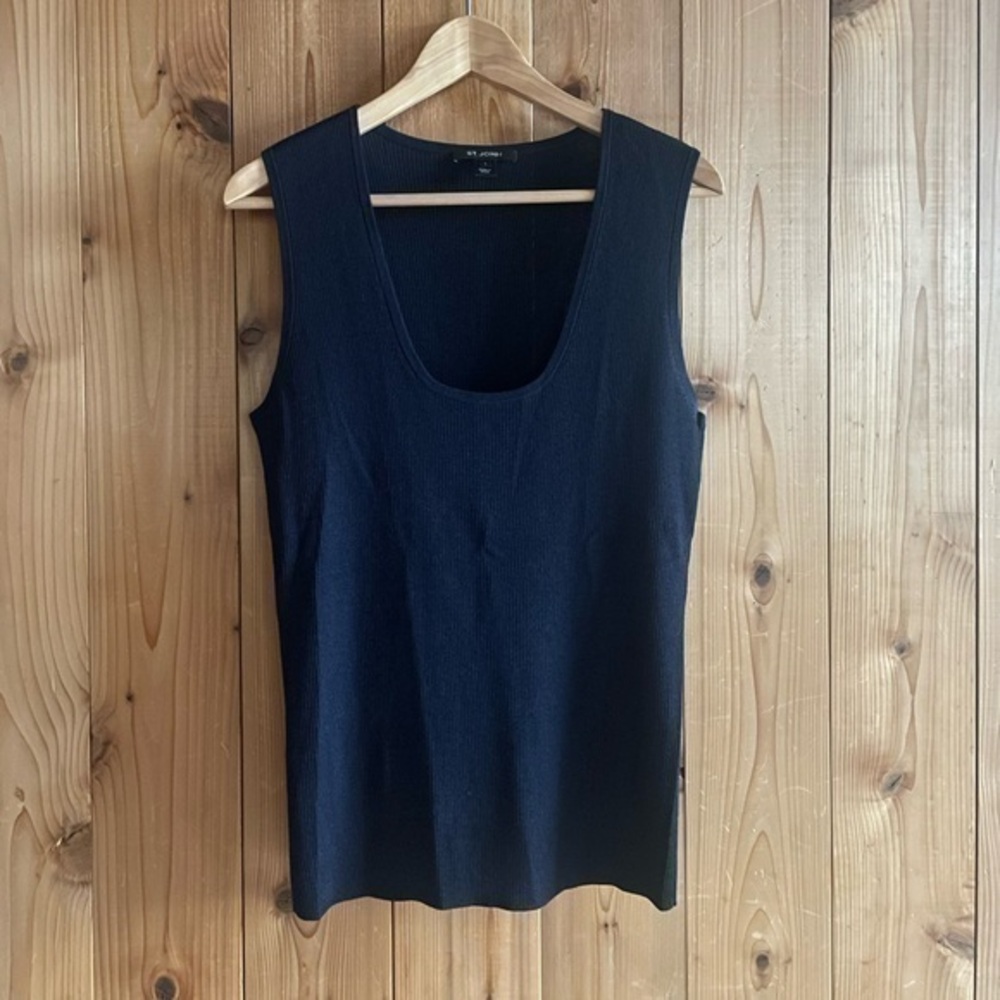 St. John ribbed knit wool blend shell tank L